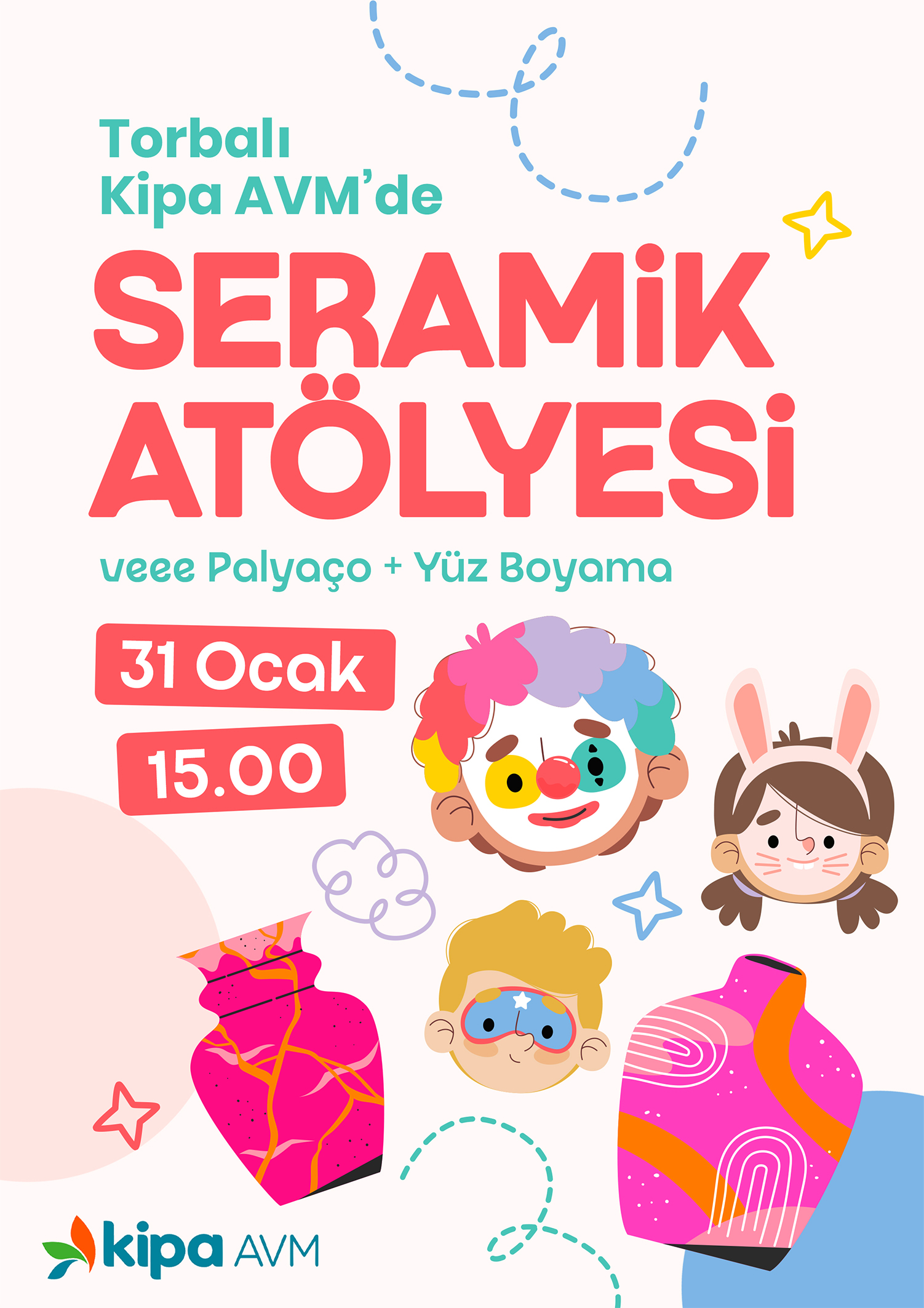 Torbalı Kipa AVM'de Seramik At&ouml;lyesi ve Palya&ccedil;o ile Y&uuml;z Boyama Etkinliği!