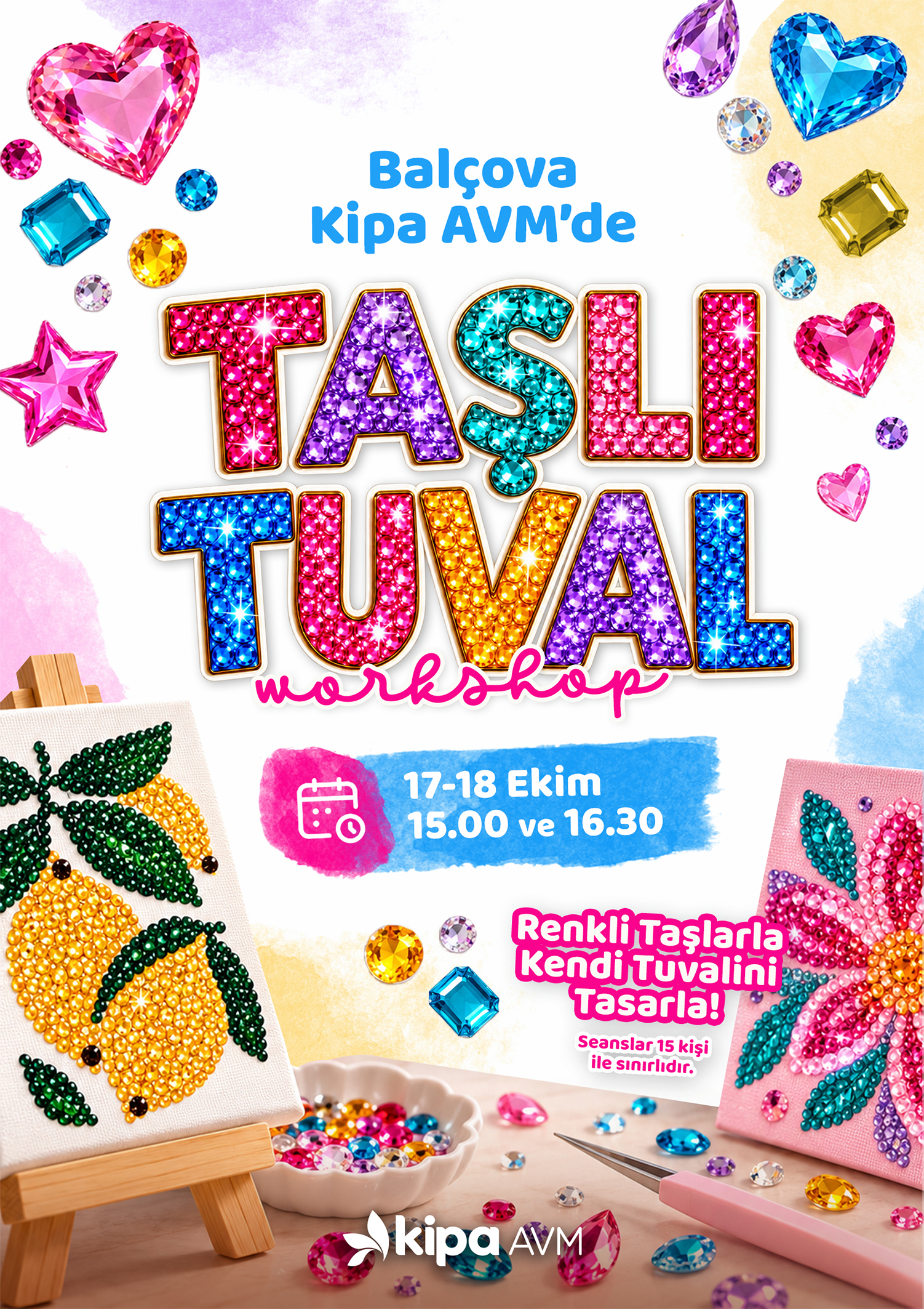 Bal&ccedil;ova Kipa AVM'de Taşlı Tuval Workshop!